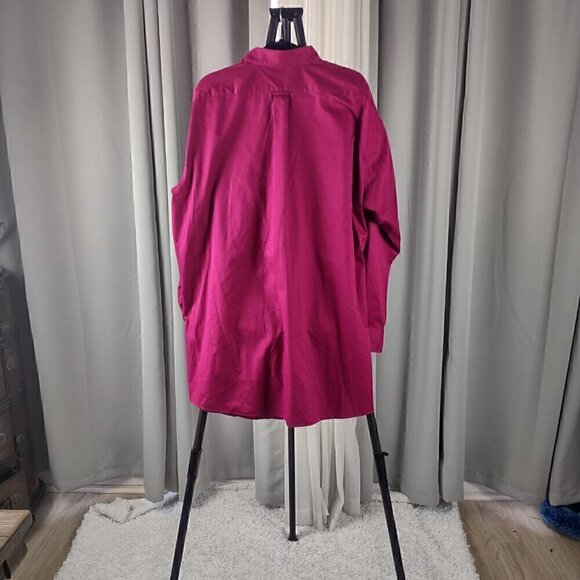 Izod Men's Magenta Cotton Blend Twill Dress Shirt Size 18.5 Tall (35/36) - Picture 3 of 13